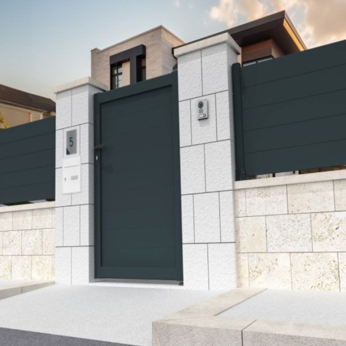 Puerta exterior de aluminio completa Negra