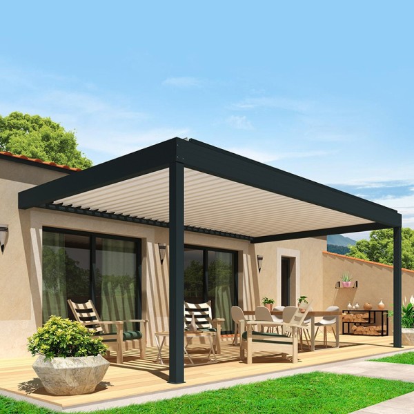 Custom-made perpendicular bioclimatic pergola. Direct sale from the factory