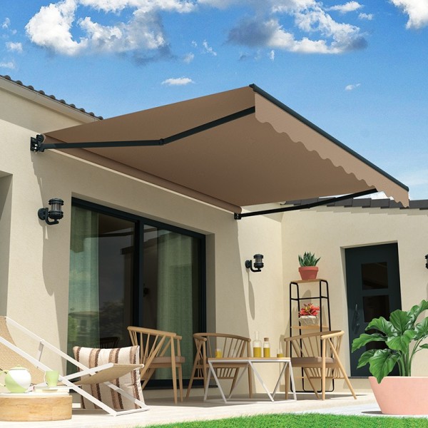 Custom made awning, manual or motorized. Direct sale from the factory